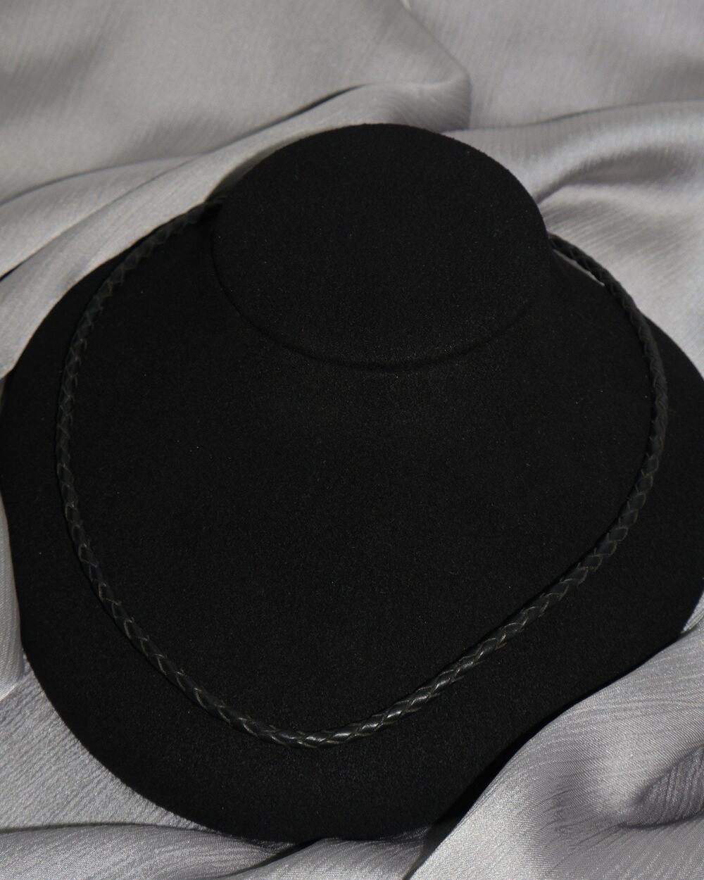 James Avery Sterling Silver Braided Black Leather Necklace 4.2G / 18in / 3mm